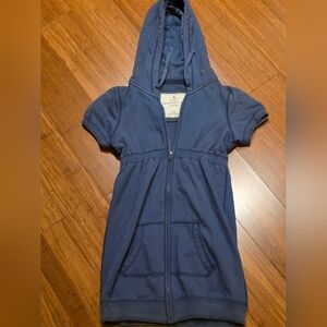 Abercrombie & Fitch Long Blue Short Sleeve Hoodie Zip-Up
